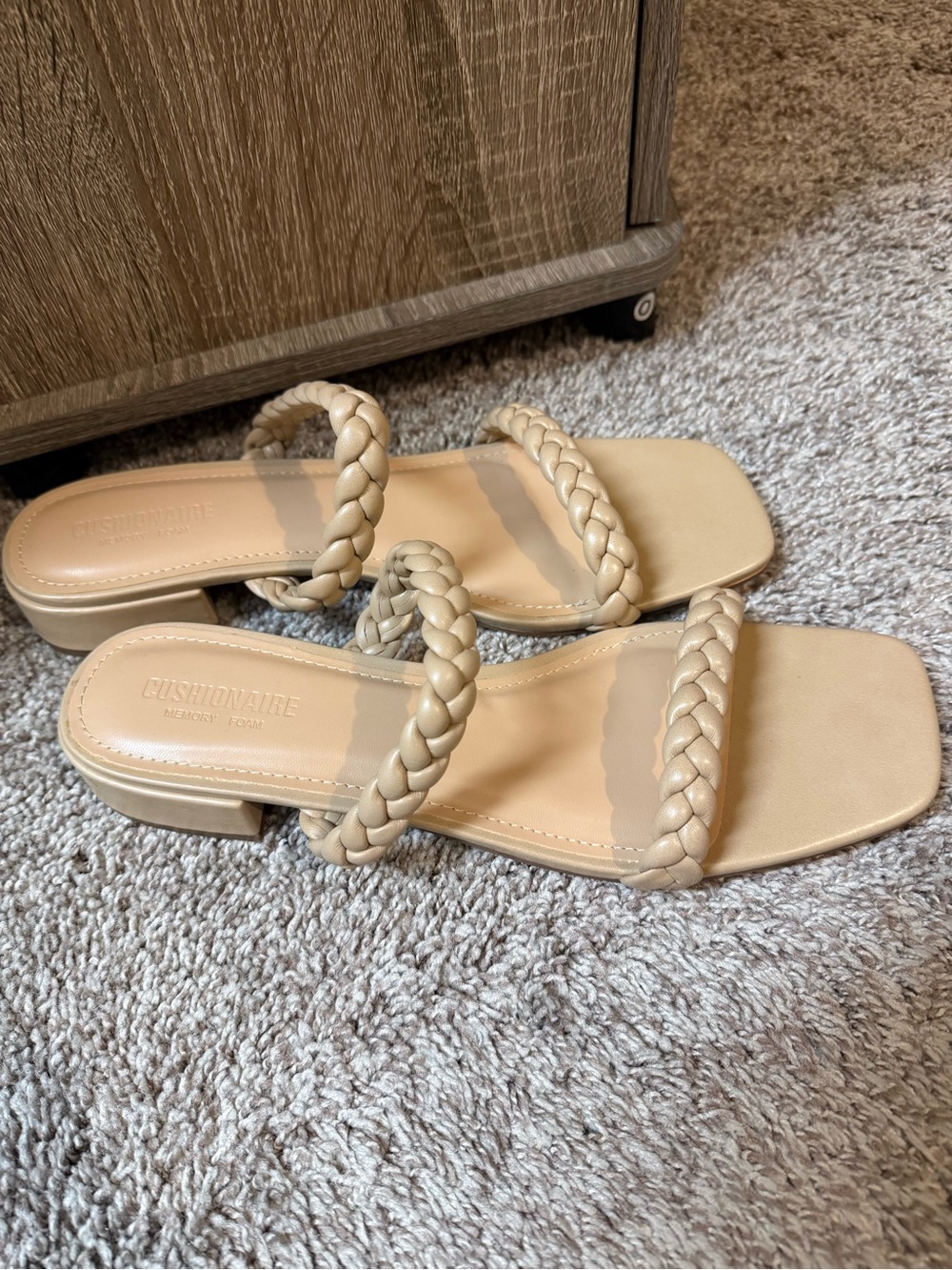 Braided Double-Strap Slide Sandal in Light Tan